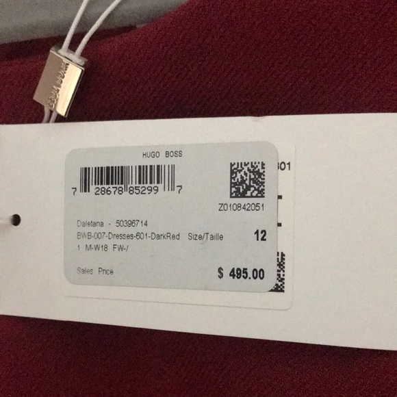 NWT HUGO BOSS Daletana Soft Twill Dress Dark Red Color - Picture 3 of 8